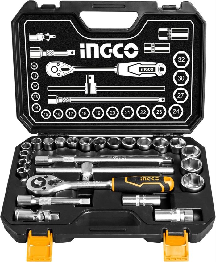INGCO 25 Pcs socket set Tools Junction HKTS12251 Yellow a